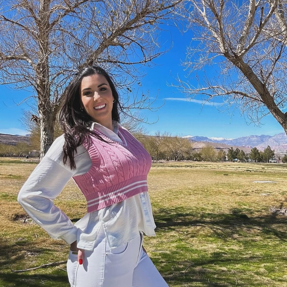 Tommy Hilfiger Pink and White V-Neck Knit Top - Picture 5 of 5